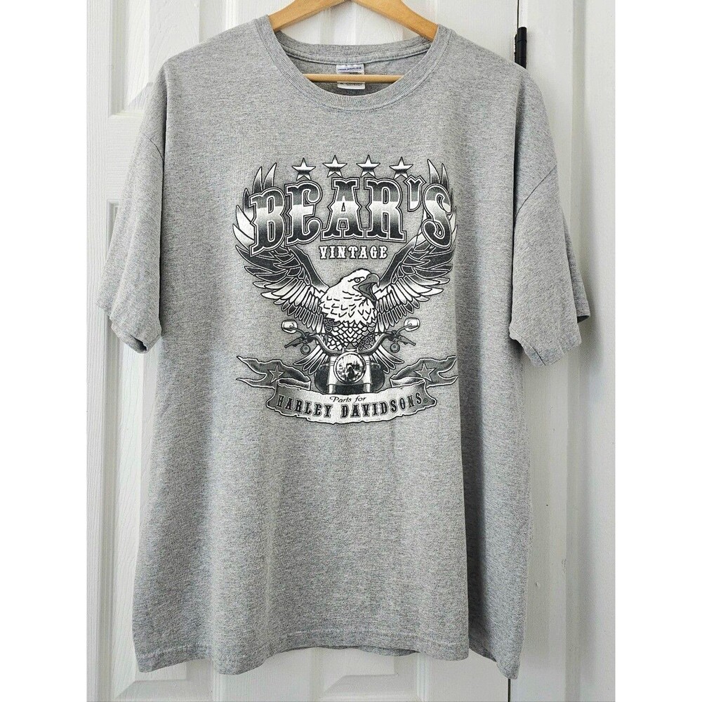 Bear's Vintage Men's Gray Eagle Graphic T-Shirt XL Biker Moto